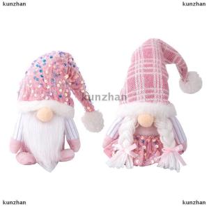 [COD] kunzhan Christmas Gnome Plush DecorationsElf Dwarf Gnomes Doll Pink Sequin Hat Design For Home Christmas Table Decorations