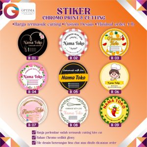 Stiker Custom Desain Premium dengan Cutting Kiss Cut - Warna-Warni Desain Eksklusif Minimarket & Kantor