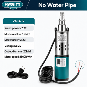REAIM Solar deep well pump 12V 40M-60M Lift Max Flow Stainless Steel Submersible Water Pump pure copper Solar Energy Deep Well Pump