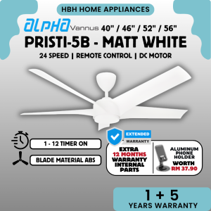【BEST SELLER🔥】ALPHA Vannus PRISTI LED 5B DC Motor Ceiling Fan with 5 Blades 12 Speed Remote Kipas Siling Strong Wind