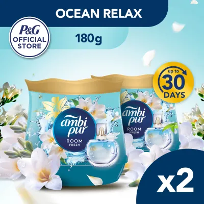 Ambi Pur Air Freshener Gel Room Fresh Ocean Relax Premium Parfum 2 x 180g