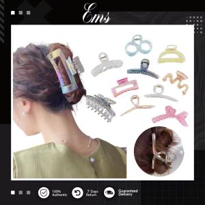 EMS fashion Korean Girls Women Resin Transparent Large Hair Claw reflection quality Hair Clip