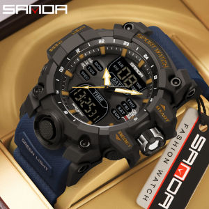 SANDA Dual Display Men Watches Waterproof Sports Watch Military Man Alarm Stopwatch Quartz Wristwatch Male LED Digital Clock 6126