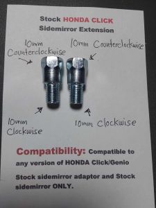 Stock Sidemirror Adaptor for Honda Click 125/150/Genio/ADV/PCX/RAIDER 150 FI