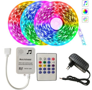 Angelila 5050SMD 20 meters LED Strip Light with Sound Sensor Remote Control for Ceiling Bedroom Home Living Room Cabinet Decoration