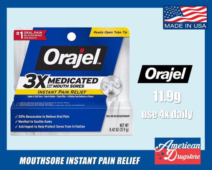 Orajel 3X Medicated for all Mouth Sores, Instant Oral Pain Relief ...