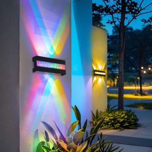 SVSAKZ168 AC85-265V LED Wall Lamp Up Down Illumination 10W/8W/6W Outdoor Wall Lantern Durable Warm/RGB Lights Waterproof Wall Light Courtyard Decoration