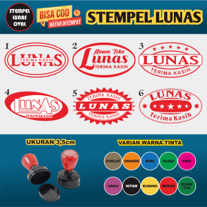Stempel LUNAS OVAL Desain Bebas Pilih Stempel Flash Otomatis Tanpa Bantalan - Ukuran 35 CM