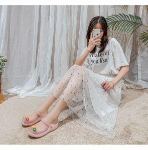 LM 2025 Summer Beach Jelly Sandals Korean Fashion Slides Flip Flops for Women 2310