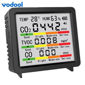 Indoor Air Quality Monitor TVOC Temperature Humidity CO CO2 Detection Portable Real-Time Detector for Home Hotel Office Car