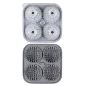 SDFBN Silicone Golf Ball Ice Mold Funnel Type Lid 4 Compartments Sphere Ice Mold Bar Accessories Flexible Ice Cube Tray Whiskey Chilling