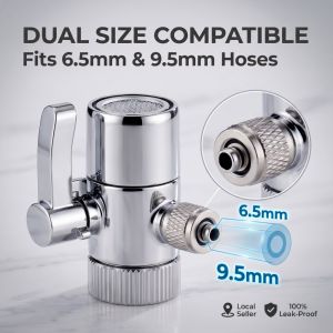 Premium Faucet Diverter Valve 1/4 3/8 Inch Brass 2-Way Water Purifier Switch Splitter Anti-Rust Kitchen Tap Connector For RO Filter System