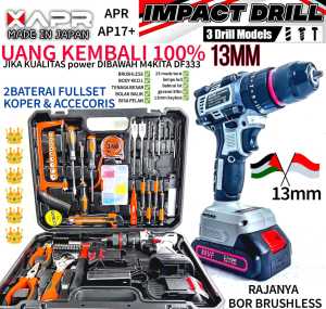 APR RAJA BOR CORDLESS TYPE AP17+ 88V 13MM GEN 4 BRUSHLESS MESIN BOR BATERAI DRILL IMPACT KEYLESS CHUCK AUTO LOCK METAL BETON BESI KAYU SEKRUP BAJA RINGAN
