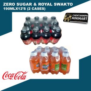 (2 CASES) Coca-Cola COKE ZERO No Sugar and Royal Tru-Orange Swakto 190 ml x 24 bottles