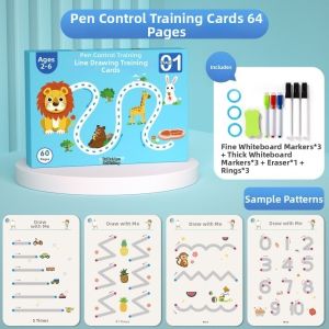 TEWUB Practice Copybook Kids English Copybook Enlightenment Free Wiping Chinese Calligraphy Tracing Workbook Set 3-6 Years old Magic Copy Book With Drawing Pens