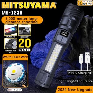 Senter MS-1238 LED Laser Telscopic Zoom Rechargeable 5 Mode cahaya Super terang Mitsuyama FHLC
