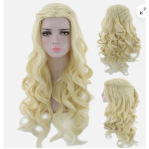 50stlyesWavy Curly Cosplay Hair Full Wig Short Curly Hair Wig for Women Short Fluffy Hair Blonde Sythenic Wigs Halloween