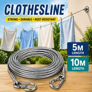 Clothesline Wire Rope PVC Coated Stainless Steel Heavy Duty Flexible Drying Line For Outdoor