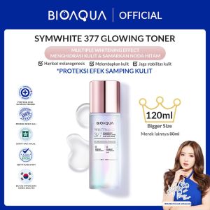 BIOAQUA SymWhite 377 Whitening & Fade Dark Spot Toner Indonesia / Pelembab Wajah 120ml / 377 5% Niacinamide 7X Ceramide / Melawan Radikal Bebas / Mengunci Kelembaban Kulit / Melembabkan Muka / Essence / Skincare Face Care Series / Cleanser Serum Cream Kit