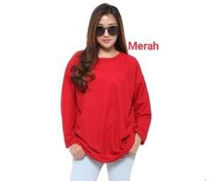 ( BISA COD ) kaos polos panjang wanita merah - kaos polos panjang merah  wanita  / BAHAN SEMI KATUN COMBED 30S /  KAOS OVERSIZE LENGAN PANJANG / KAOS OVERSIZE POLOS/ KAOS OVERSIZE CEWEK / KAOS OVERSIZE KOREA