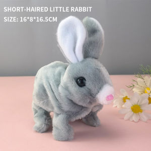 Can Walk and Nod Simulation Electric Toy Electronic Pet Animal Doll Plush Electric Toys Adorable Solid Color Electric Rabbit Toy for Kid Gifts