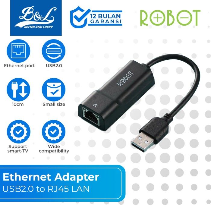 ROBOT Ethernet Adapter USB2.0 to LAN RJ45 10/100Mbps Network EA10 ...