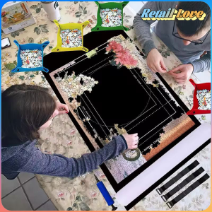 COUPLECOL 1500 Pieces Jigsaw Puzzle Storage Mat Set Non-Slip Roll Up Puzzles Keeper Up To1500Pieces Polyester Puzzle Saver Pad Children Puzzle Toys