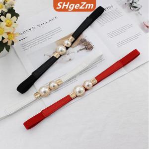 [COD] SHgeZm Ngọc Trai Khóa Vành Đai PU Da Váy Váy Eo Đàn Hồi Mỏng Phụ Nữ Thắt Lưng Phụ Nữ Dây Thắt Lưng Phụ Kiện