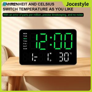[Jocestyle] LED Digital Alarm Clock Bedside Alarm Clock Temperature/Date Display Boarderless Wall-mounted Clock Multifunctional Desk Alarm Clock for Bedroom