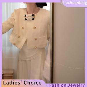 [COD] liuchuanbing Jewellery เข็มกลัดดอกไม้คาเมลเลียใหม่มีโบว์ผูกเสื้อสำหรับสตรีเครื่องประดับปกเสื้อเข็มกลัดสำหรับงานแต่งงานแนววินเทจสำหรับผู้หญิง