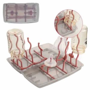 EMPIRICAL Portable Travel Bottle Drying Rack with Cover Collapsible Bottle Dryer Holder Multifunctional Foldable Box Baby Bottle Drying Rack Water Bottle