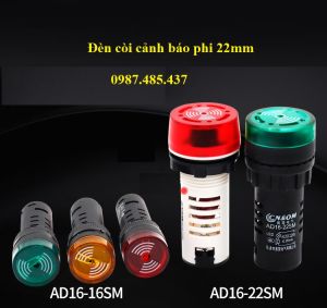 Đèn báo có còi phi 22mm- đèn cảnh báo có còi hú 220v