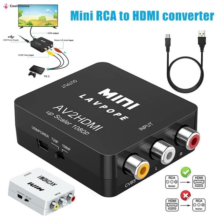 RCA AV TO HDMI AV to HDMI 1080P AV2HDMI Mini AV to HDMI Converter