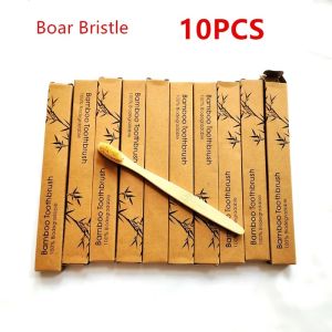 10pcs Boar Bristles Bamboo Toothbrushes Eco Friendly Adults Toothbrushes Biodegradable Wooden Oral Care Tooth Brush2026