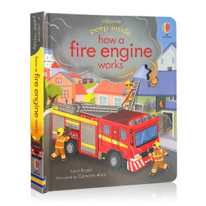 Usborne หนังสือ Peep Inside How A Fire Engine Works 3D Flip Book Toddler Story Book Bedtime Reading Book for Kids English Learning Education Book Gift หนังสือเด็ก หนังสือเด็กภาษาอังกฤษ หนังสือเด็กภาษาอังกฤษ ภาพสามมิติ หนังสือเด็ก นิทาน