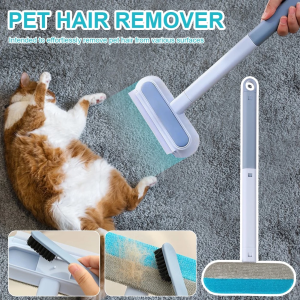4IN1 Multi-functional Cleaning Brush Reusable Pet Grooming Brush Portable Pet Hair Lint Remover with Long Handle Washable Window Screen Scrapper Brush Double-Sided Wipe Dust Remover Glass Brush Multifunction Pet Fur Removal Home Cleaning Tool