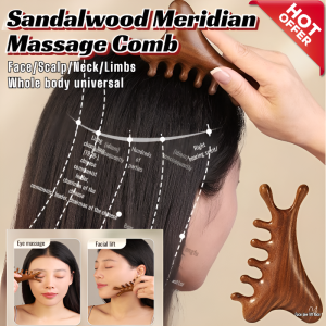 🔥Hot Sale🔥4in1 Multifunctional Head Massage Comb For Hair Loss And Head Therapy Upgraded Sandalwood Massage Comb For Scalp Therapy Hair Growth Stimulation Gua Sha Meridian Activation Wooden Comb For Face And Head