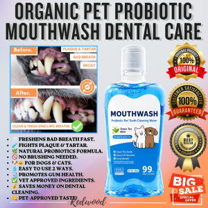 Top Seller PROBIOTIC MOUTHWASH FOR DOG & CATS (380ml) | Pets Dental Water Additive for Fresh Breath | Removes Bad Breath Gum Disease Plaque & Tartar | No Rinse No Brushing Needed | Natural Probiotics Formula | Vet Recommended Alcohol-Free & Non-Toxic
