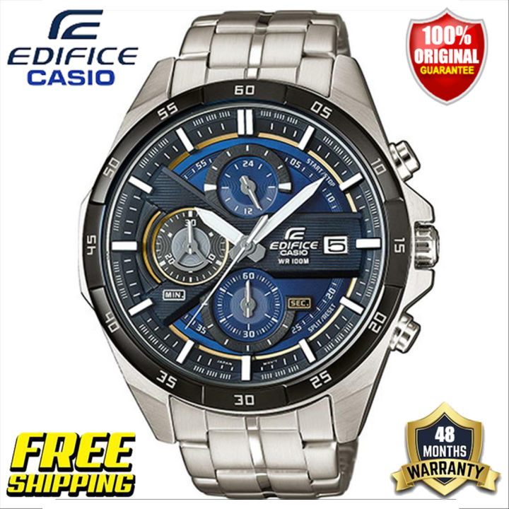 Original Edifice Men Business Fashion Casual Watch EFR556 Chronograph Quartz Movement 100M Water Resistant Shockproof Mud