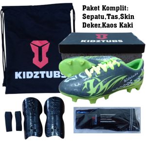 KIDZTUBS Sepatu Bola Anak Paket Komplit Sepatu Bola Tas Skin Deker Kaos Kaki Usia 6-10 Tahun Size 28 29 30 31 32 33 34 35 36 37 KDZ0936010525