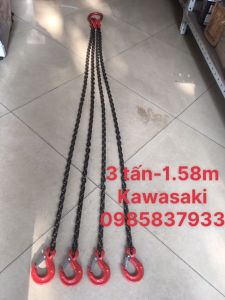 Dây xích cẩu 4 sợi 3 tấn 1.58 m Kawasaki Nhật dùng móc buộc cẩu kéo