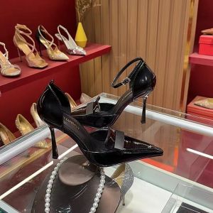 Early Spring Shiny Catwalk High Heels Pointed Toe Stiletto Temperament Single Shoes Womens Pumps Toe Sandals Elegant