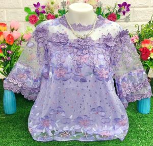 เสื้อลูกไม้ผ้าแก้วใส่ออกงานอก38-42งานฟรีไชส์ค่ะ