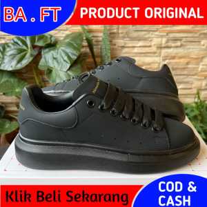 SEPATU SNEAKERS PRIA CASUAL ALEXSANDER MCQUEEN FULL BLACK BNIB MADE IN ITALY PREMIUM IMPORT TERBARU 40-44