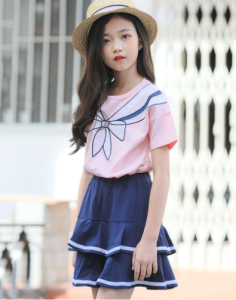 (พร้อมส่งในไทย)เสื้อผ้าเด็กผู้หญิงเสื้อยืดใส่กระโปรงระบายชั้นสไตล์เกาหลี ชุดเซ็ตเด็กผู้หญิงใส่ลำลอง