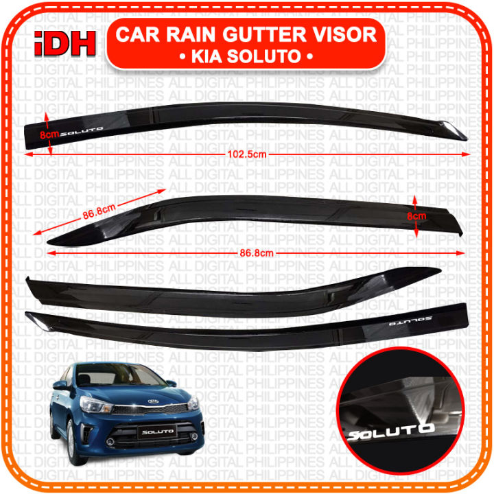 KIA Soluto 2019 - 2022 Window Door Visor Black Car Rain Sun Doorvisor ...