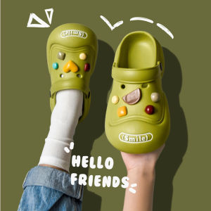 [Free Shipping] Big-eyed dog-themed quirky DIY clogs womens thick-soled summer sandals perfect for the beach cute and stylish for outdoor wear
