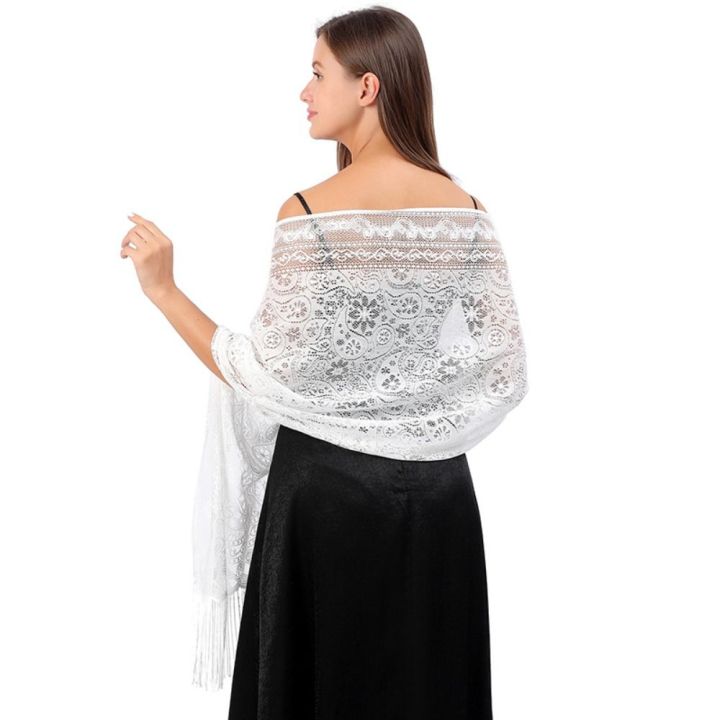 SHOVEL Hollow Lace Shawls and Wraps Lightweight Cashew Floral