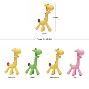 Hntob 3M+ 3D Silicone Teether Toy Giraffe Banana Shape Infants Biting Teething SoothieToy