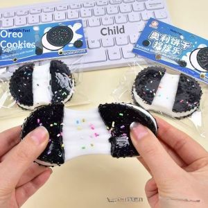 JJT TPR Soft Stress Relief Toy Oreo Shape Squishy Anti-Stress Fidget Sensory Play for Adults and Teens